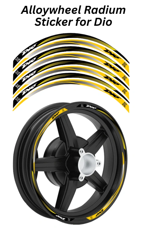 Alloy Wheel Radium Sticker Compatible with Dio | Made in Premium Radium with FPF (Fade Protection Film), Precut Sticker, Waterproof, Pack of 1